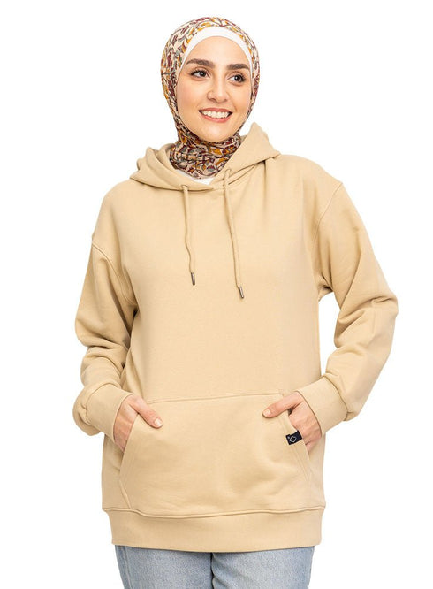Beige Over Size Hoodie - Khotwh